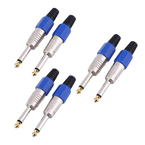 Topiky Vergoldete 3,6-Zoll-6,35-mm-Kabelanschluss-Mono-Audio-Buchsenverstärkerstecker für Mikrofon-6,35-Ader-Kabel(3Paare) von Topiky