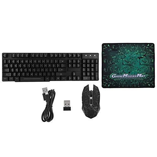 Topiky Wireless Keyboard Mouse Combo, Ergonomics Keyboard & 6 Key Adjustable DPI Mouse Mat Set mit Farbenfroher, Heller Hintergrundbeleuchtung für Gaming Notebook Office von Topiky
