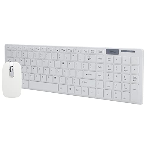 Topiky Wireless Keyboard Mouse Combo, USB Slim Wireless Keyboard Mouse mit FN+Multimedia-Taste Kompatibel mit PC-Desktops Computer Laptops Notebooks (Weiß Schwarz) (Weiss) von Topiky
