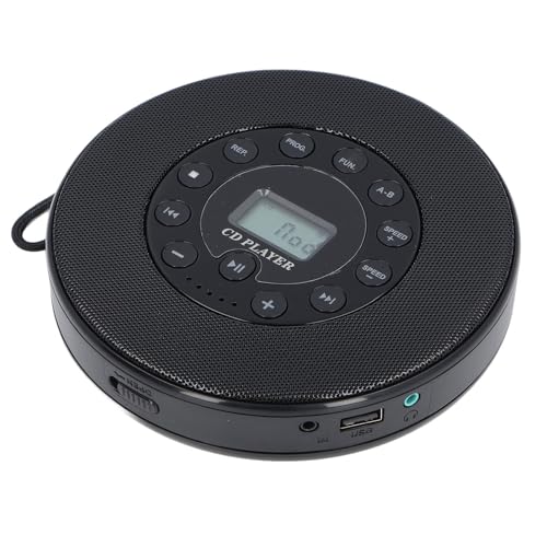Tragbarer CD Player, Bluetooth Desktop CD Player mit Lautsprecher, Anti Sprung CD Player für Auto, MP3 Unterstützung, auf USB, Integriertes Mikrofon, 2000 mAh Akku (Black) von Topiky