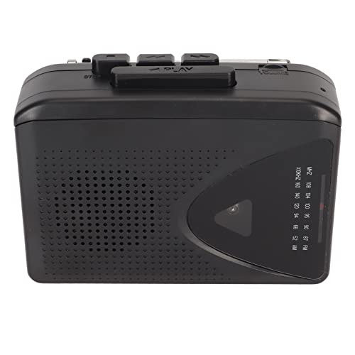 Tragbarer Kassettenspieler, UKW-MW-Radio-Stereo-Kassettenrecorder, USB-Kassettenspieler mit 3,5-mm-Klinkenstecker und Lautsprecher (Schwarz) von Topiky