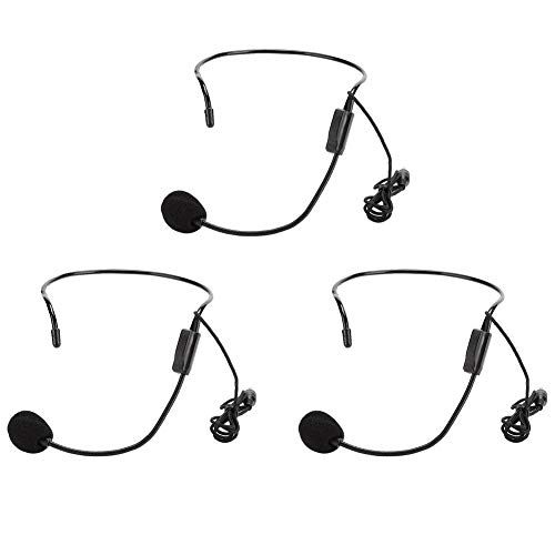 Tragbarer Sprachverstärker-Lautsprecher, 3-teiliges -3,5-mm-Headset-Mikrofon mit Kopfbefestigung für Lehrer, Reiseleiter und Trainer von Topiky