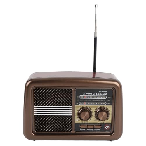 Tragbarer Vintage Radio Retro Bluetooth Lautsprecher, Kleiner Vintage AM FM Shortwave Radio, Retro Dekor, Batteriebetriebene Wiederaufladbare Transisto Funkgeräte, (EU-Stecker) von Topiky