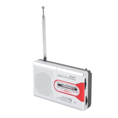 Tragbares Radio AM FM mit Großer Reichweite, Batteriebetriebener Taschentransistor Radio mit Lautsprecher und Kopfhörerbuchse für Home Outdoor (Silberrot) von Topiky