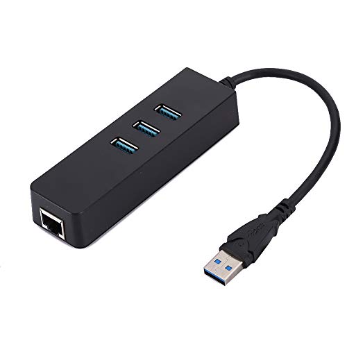 USB 3.0 zu Gigabit Ethernet Adapter, 10/100/1000Mbps USB 3.0 zu Netzwerk RJ45 LAN Konverter mit 3 Port 3.0 HUB zu RJ45 Drive-Free von Topiky