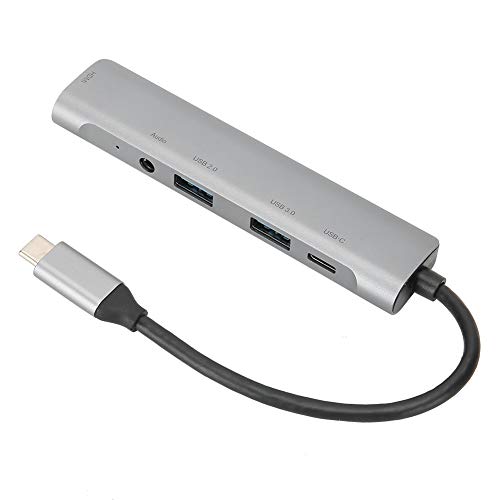 USB-Hub-Konverter, 5-in-1-Typ-C zu HDMI (60 Hz) + USB3.0 x 1 + USB2.0 x 1 + USB-C-PD-Ladeanschluss + 3,5-mm-Audiobuchse + Dockingstation für USB2.0-Datenanschlussadapter von Topiky