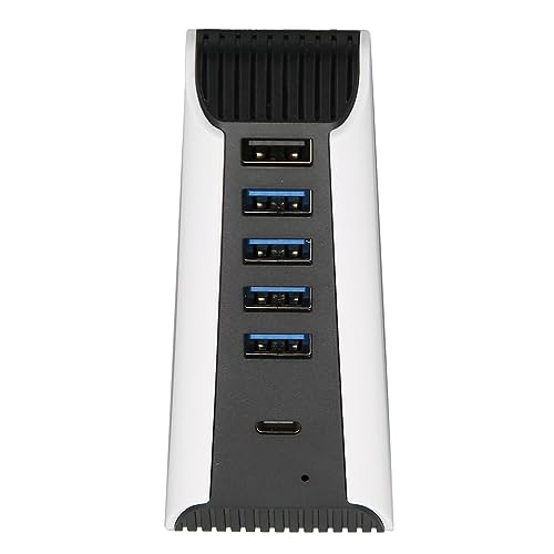 USB-Hub für PS5, 5-Port-USB-Hochgeschwindigkeits-Erweiterungs-Hub-Ladegerät-Extender, Kompatibel mit PS5-Konsole, 4X USB 2.0, 1x USB-Schnellladeanschluss, 1x USB C, Plug and Play von Topiky