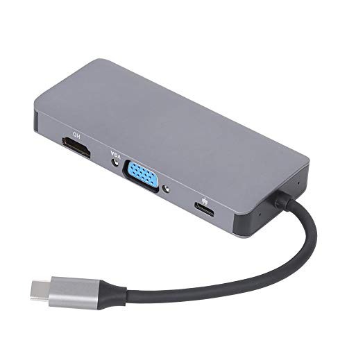 USB-Hubs vom Typ C, praktische tragbare 9-in-1-Hub-Dockingstation vom Typ C mit HDMI-Anschluss, TF-Karte mit 2xUSB 3.0- und 3,5-mm-Schnittstellenunterstützung für Notebooks, Mobiltelefon von Topiky