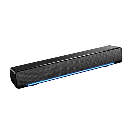 USB Soundbar PC Lautsprecher, Wired Stereo Soundbar Musik-Player Bass Surround Soundbox 3,5 mm Eingang für Desktop/Laptop/TV/Smartphone/Tablet / MP3 / MP4(Schwarz) von Topiky
