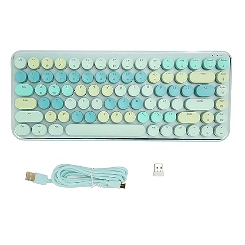 Verbesserte Kabellose Bluetooth Schreibmaschinentastatur, Mechanische Gaming Tastatur mit 84 Tasten, 2,4 G, Kabelgebundene und Bluetooth Bürotastatur mit DREI Modi, Roter Schalter von Topiky