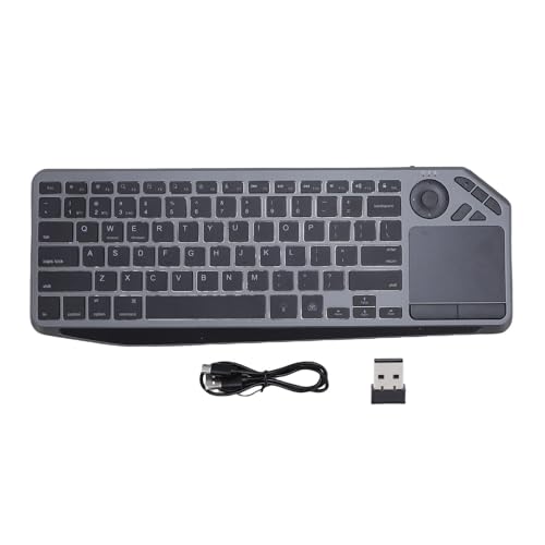 Wireless Touch Tastatur mit Touchpad, Bluetooth Touch TV Taste mit Einfacher Mediensteuerung und 7 Farbbacklight, Multimedia Hotkey 2.4G Bluetooth Dual Modus TV Tastatur für von Topiky