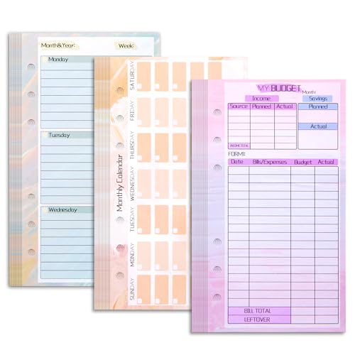 Toplive A6 Budget Planner Refill 82 Sheet Multi-color Monthly Weekly Planner Calendar Inserts 6 Hole Expense Budget for A6 Binder Cover Bill Saving Toplive A6 Budget Planner Refill 82 Sheet Multi-color Monthly Weekly Planner Calendar Inserts 6 Hole Expense Budget for A6 Binder Cover Bill Saving von Toplive