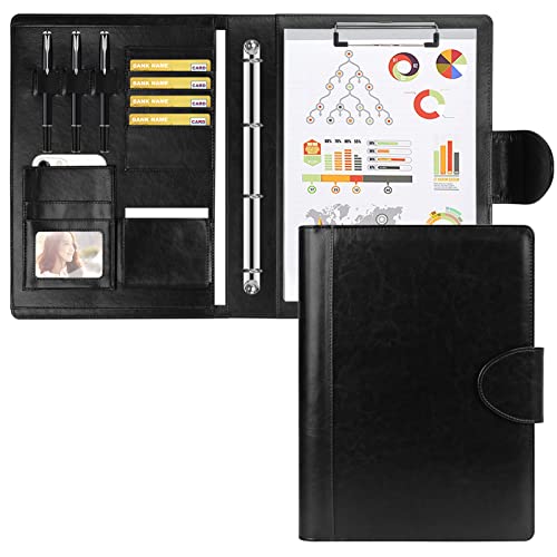 Toplive Leder 4 Ring Binder Padfolio Portfolio Ordner Business Interview Resume Portfolio A4 Größe Dokument Organizer mit Zwischenablage Beleghülse und Kartenhalter von Toplive