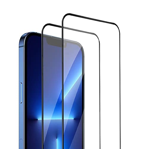 Topme 2 Stück Screen Schutzfolie aus Gehärtetem Glas für iPhone 13 Pro 6.1" Ultra HD Vollbild Displayschutzfolie, Kratzfest, Keine Blasen - Schwarz von Topme