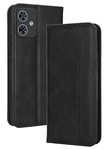 Topme Handyhülle hülle fur Motorola Moto G54 (6.5" Inches) Case Schutzhülle, Handyhülle aus Leder mit Stilvollem, Strukturiertem Kartenschlitz.Schwarz von IYVYI