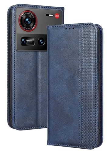 Topme Handyhülle hülle fur Nubia Z70 Ultra (6.85" Inches) Case Schutzhülle, Handyhülle aus Leder mit Stilvollem, Strukturiertem Kartenschlitz.Blau von Umibuds