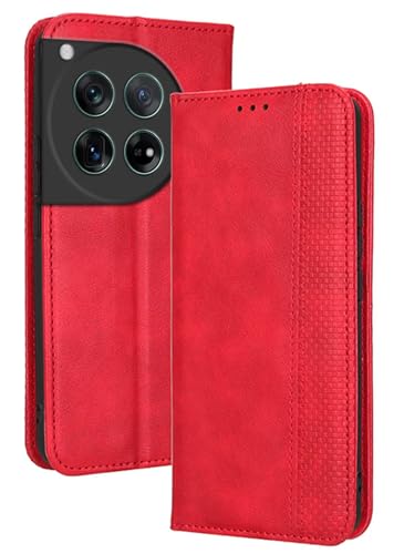 Topme Handyhülle hülle fur OnePlus 12 5G (6.82" Inches) Case Schutzhülle, Handyhülle aus Leder mit Stilvollem, Strukturiertem Kartenschlitz.Rot von Onetobye