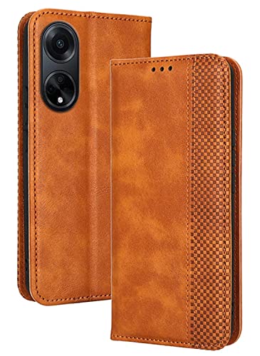 Topme Handyhülle hülle fur Oppo A98 5G (6.7" Inches) Case Schutzhülle, Handyhülle aus Leder mit Stilvollem, Strukturiertem Kartenschlitz.Braun von Topme