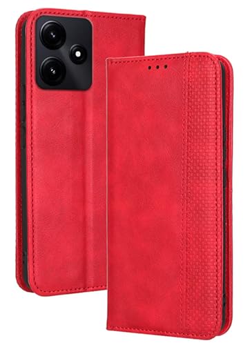 Topme Handyhülle hülle fur Poco F6 (6.67" Inches) Case Schutzhülle, Handyhülle aus Leder mit Stilvollem, Strukturiertem Kartenschlitz.Rot von Dnrl