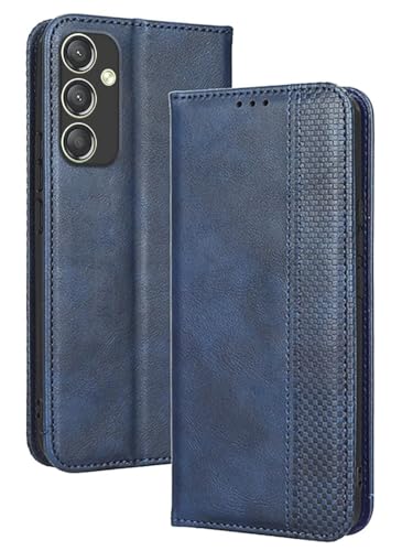 Topme Handyhülle hülle fur Samsung Galaxy A25 5G (6.5" Inches) Case Schutzhülle, Handyhülle aus Leder mit Stilvollem, Strukturiertem Kartenschlitz.Blau von IYVYI