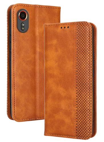 Topme Handyhülle hülle fur Samsung Galaxy XCover7 (6.6" Inches) Case Schutzhülle, Handyhülle aus Leder mit Stilvollem, Strukturiertem Kartenschlitz.Braun von Zabapure