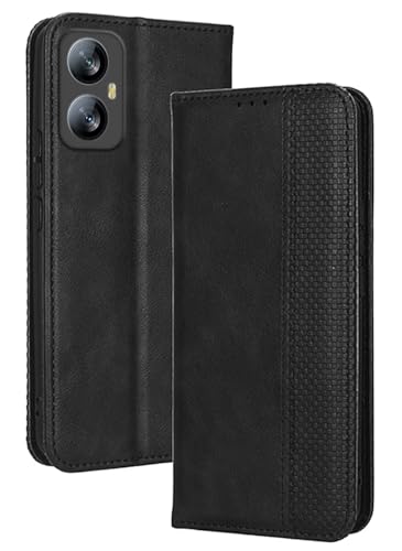 Topme Handyhülle hülle fur Smartphone, Compatible with Blackview A52 Pro (6.5" Inches) Case Schutzhülle, Handyhülle aus Leder mit Stilvollem, Strukturiertem Kartenschlitz.Schwarz von Topme