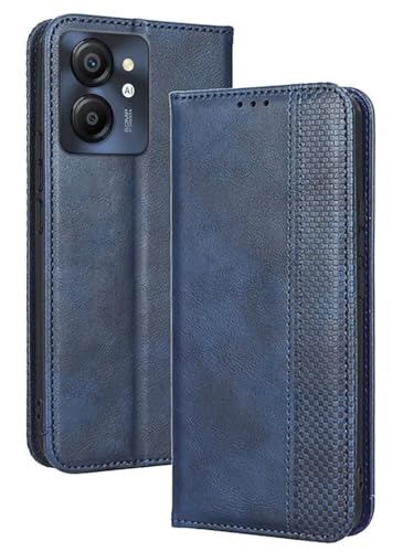Topme Handyhülle hülle fur Smartphone, Compatible with Blackview Color8 (6.75" Inches) Case Schutzhülle, Handyhülle aus Leder mit Stilvollem, Strukturiertem Kartenschlitz.Blau von Topme