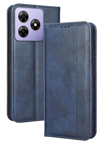 Topme Handyhülle hülle fur Smartphone, Compatible with Blackview Wave 8C / Wave 8 (6.56" Inches) Case Schutzhülle, Handyhülle aus Leder mit Stilvollem, Strukturiertem Kartenschlitz.Blau von Topme