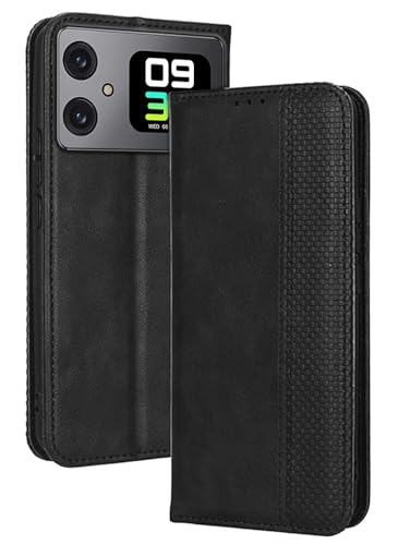 Topme Handyhülle hülle fur Smartphone, Compatible with Cubot A20 (6.75" Inches) Case Schutzhülle, Handyhülle aus Leder mit Stilvollem, Strukturiertem Kartenschlitz.Schwarz von Topme