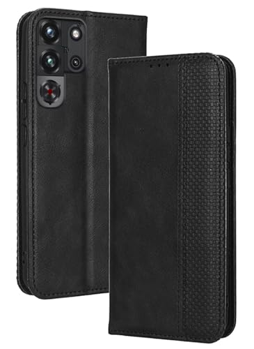 Topme Handyhülle hülle fur Smartphone, Compatible with RedMagic 10 Pro (6.85" Inches) Case Schutzhülle, Handyhülle aus Leder mit Stilvollem, Strukturiertem Kartenschlitz.Schwarz von Topme