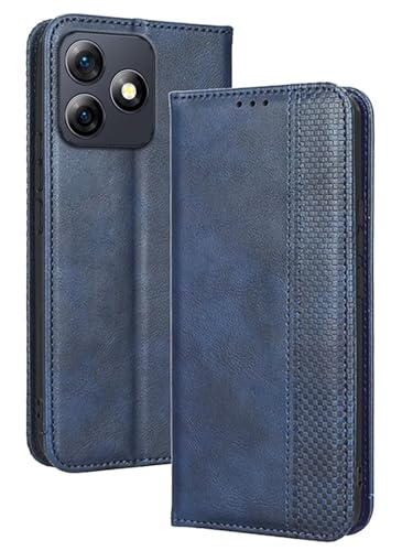 Topme Handyhülle hülle fur Smartphone, Compatible with UleFone Note 18 Pro (6.75" Inches) Case Schutzhülle, Handyhülle aus Leder mit Stilvollem, Strukturiertem Kartenschlitz.Blau von Topme