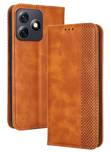 Topme Handyhülle hülle fur Smartphone, Compatible with UleFone Note 18 Pro (6.75" Inches) Case Schutzhülle, Handyhülle aus Leder mit Stilvollem, Strukturiertem Kartenschlitz.Braun von Topme