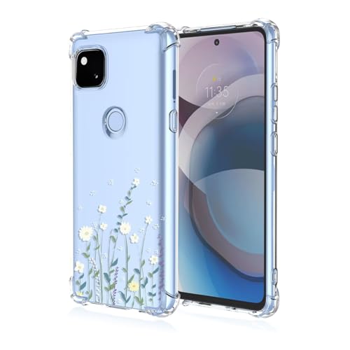 Topme Hülle für Google Pixel 4a (4G) (5.81" Inches), Handyhülle aus Weichem TPU Silikon, Transparent, mit Gemaltem Muster - Blumen 10 von EsOyl