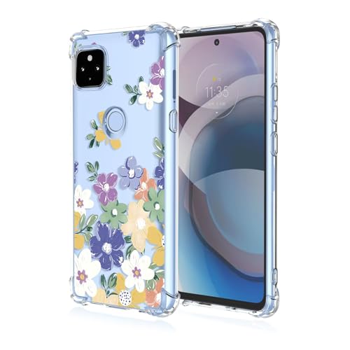 Topme Hülle für Google Pixel 4a 5G (6.2" Inches), Handyhülle aus Weichem TPU Silikon, Transparent, mit Gemaltem Muster - Blumen 4 von Zabapure