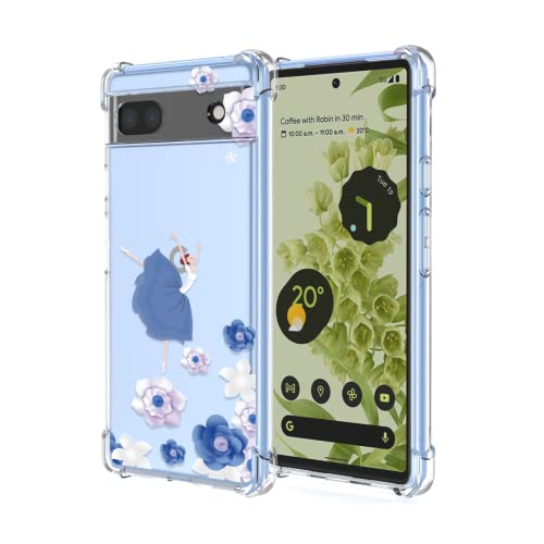 Topme Hülle für Google Pixel 6A 6.1", Handyhülle aus Weichem TPU Silikon, Transparent, mit Gemaltem Muster - Ballerin 2 von Topme