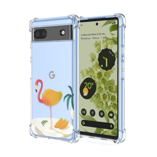 Topme Hülle für Google Pixel 6A 6.1", Handyhülle aus Weichem TPU Silikon, Transparent, mit Gemaltem Muster - Flamingo 1 von Topme