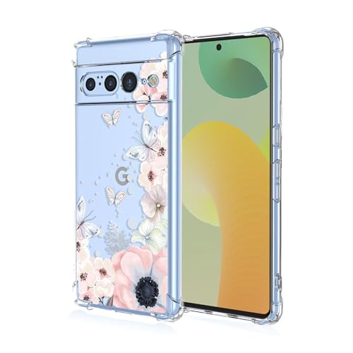 Topme Hülle für Google Pixel 7 Pro (6.7" Inches), Handyhülle aus Weichem TPU Silikon, Transparent, mit Gemaltem Muster - Blumen 1 von Zabapure