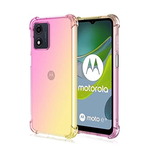 Topme Hülle für Motorola Moto E13 (6.5" Inches), Handyhülle aus Weichem TPU Silikon, Transparent, mit Farbverlauf - Rosa Gold von Onetobye
