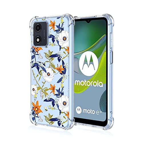 Topme Hülle für Motorola Moto E13 6.5", Handyhülle aus Weichem TPU Silikon, Transparent, mit Gemaltem Muster - Ahornblatt von Topme