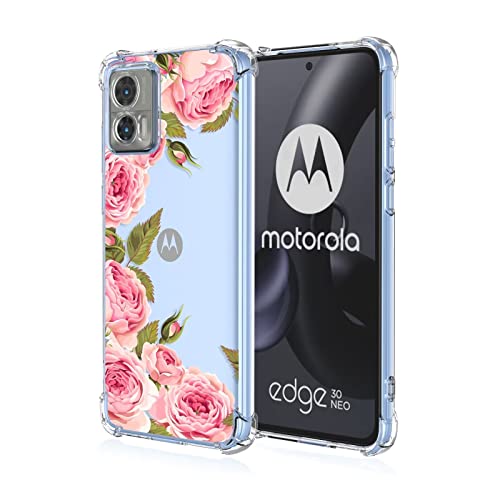 Topme Hülle für Motorola Moto Edge 30 Neo 6.28", Handyhülle aus Weichem TPU Silikon, Transparent, mit Gemaltem Muster - Blumen 3 von Topme