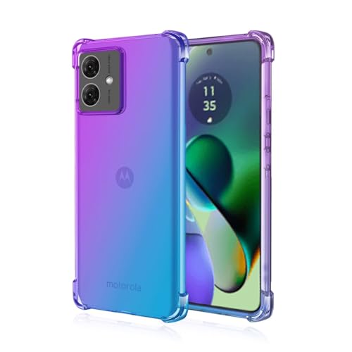 Topme Hülle für Motorola Moto G54 (6.5" Inches), Handyhülle aus Weichem TPU Silikon, Transparent, mit Farbverlauf - Blau Lila von Onetobye