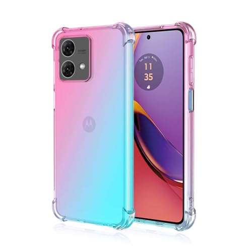 Topme Hülle für Motorola Moto G84 (6.5" Inches), Handyhülle aus Weichem TPU Silikon, Transparent, mit Farbverlauf - Rosa Grün von Dnrl