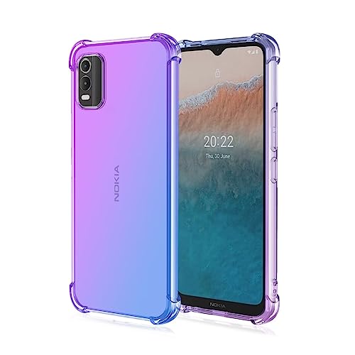 Topme Hülle für Nokia C32 (6.5" Inches), Handyhülle aus Weichem TPU Silikon, Transparent, mit Farbverlauf - Blau Lila von Topme