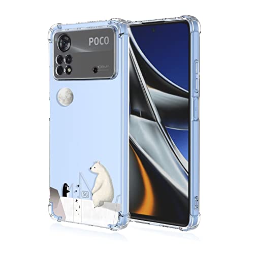 Topme Hülle für Poco X4 Pro 5G 6.67", Handyhülle aus Weichem TPU Silikon, Transparent, mit Gemaltem Muster - Eisbär von Topme