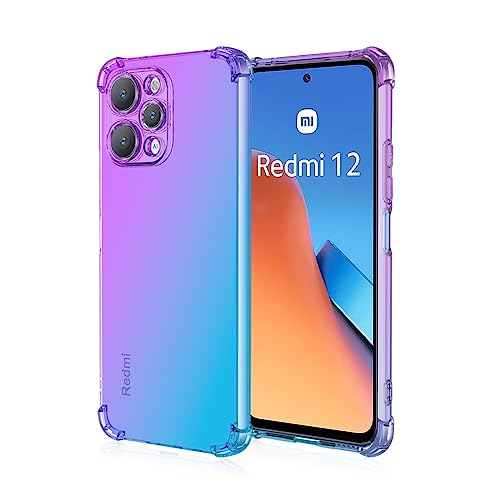 Topme Hülle für Redmi 12 (4G) (6.79" Inches), Handyhülle aus Weichem TPU Silikon, Transparent, mit Farbverlauf - Blau Lila von Umibuds
