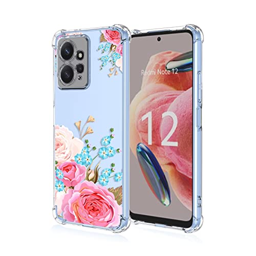 Topme Hülle für Redmi Note 12 (4G) 6.67", Handyhülle aus Weichem TPU Silikon, Transparent, mit Gemaltem Muster - Blumen 6 von Topme