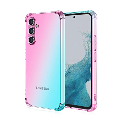 Topme Hülle für Samsung Galaxy A14 / A14 5G (6.6" Inches), Handyhülle aus Weichem TPU Silikon, Transparent, mit Farbverlauf - Rosa Grün von Topme