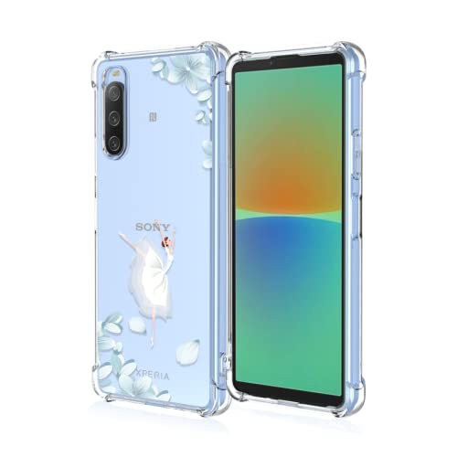 Topme Hülle für Sony Xperia 10 IV 6", Handyhülle aus Weichem TPU Silikon, Transparent, mit Gemaltem Muster - Ballerin 1 von Topme