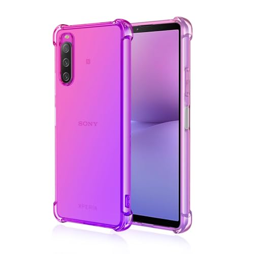 Topme Hülle für Smartphone, Compatible with Sony Xperia 10 V (6.1" Inches), Handyhülle aus Weichem TPU Silikon, Transparent, mit Farbverlauf - Pink Lila von Topme