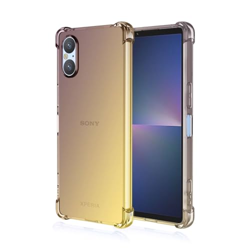 Topme Hülle für Smartphone, Compatible with Sony Xperia 5 V (6.1" Inches), Handyhülle aus Weichem TPU Silikon, Transparent, mit Farbverlauf - Schwarzes Gold von Topme